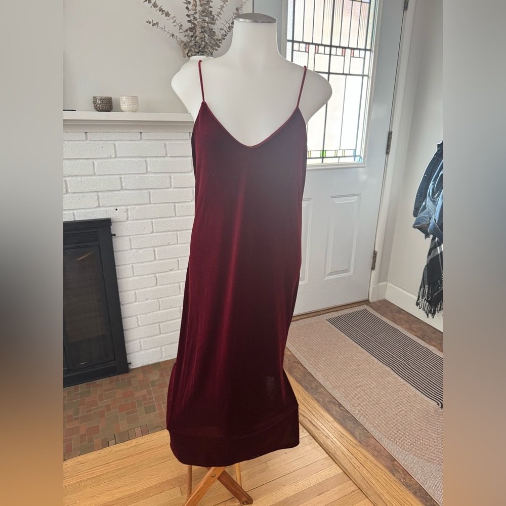 Red velvet slip dress